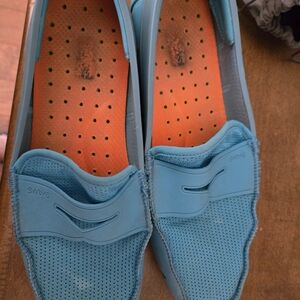 Swims Blue Loafers with Orange Insole